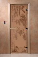 Дверь "Березка" (бронза) 180х70 8 мм 3 петли коробка ольха. Банный Эксперт дверь "березка" (бронза) 180х70 8 мм 3 петли коробка ольха. банный эксперт