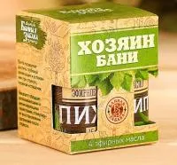Набор эфирных масел "Хозяин бани" (пихта, сосна, эвкалипт, кедр), Банная забава набор эфирных масел "хозяин бани" (пихта, сосна, эвкалипт, кедр), банная забава