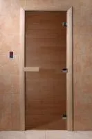 Дверь "Банный день" (бронза) 200х80, 8 мм, 3 петли, коробка листва, Банный Эксперт дверь "банный день" (бронза) 200х80, 8 мм, 3 петли, коробка листва, банный эксперт