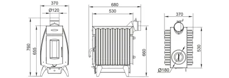 печь отопительно-варочная тмф огонь-батарея 7 дровяная антрацит