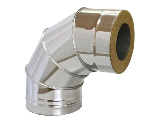 колено феррум утепленное угол 90° нержавеющее (430/0,5мм)/зеркальное ф160/250 по воде #