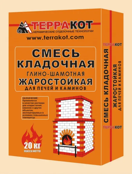 Смесь кладочная сухая "Терракот" Глино-шамотная (20 кг) смесь кладочная сухая "терракот" глино-шамотная (20 кг)