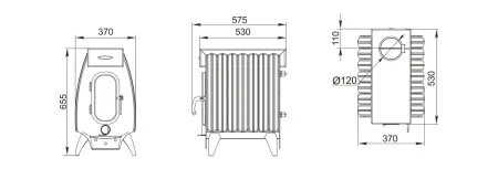 печь отопительно-варочная тмф огонь-батарея 7 лайт дровяная антрацит