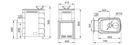 печь для бани газовая тмф таймыр inox закрытая каменка антрацит (без ггу)* 