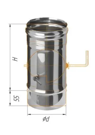 заслонка феррум (шибер поворотный) нержавеющая (430/0,5мм) ф100