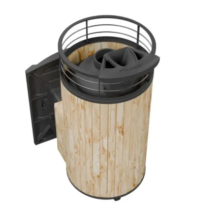 печь для бани прометалл атмосфера xl в ламелях окаменевшее дерево + сетка new с тоннелем