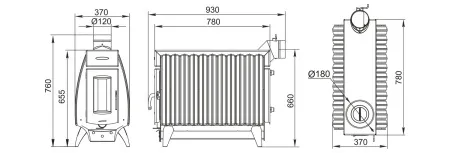 печь отопительно-варочная тмф огонь-батарея 11 дровяная антрацит