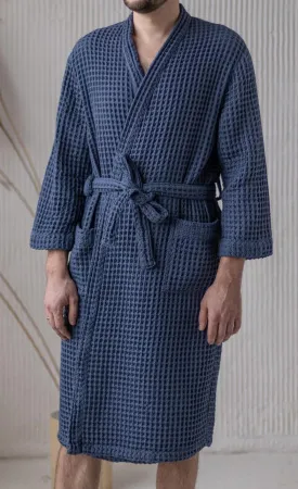 халат anolehome мужской вафельный р.52-54, синий