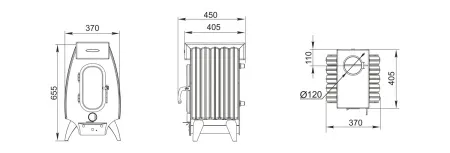 печь отопительно-варочная тмф огонь-батарея 5 лайт дровяная антрацит