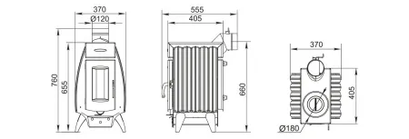 печь отопительно-варочная тмф огонь-батарея 5б с баком дровяная антрацит
