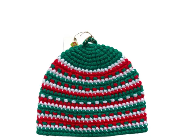 Шапка для бани Банибо №2 ручной работы, акрил, зеленый/красный/белый, Банный Перец шапка для бани банибо №2 ручной работы, акрил, зеленый/красный/белый, банный перец