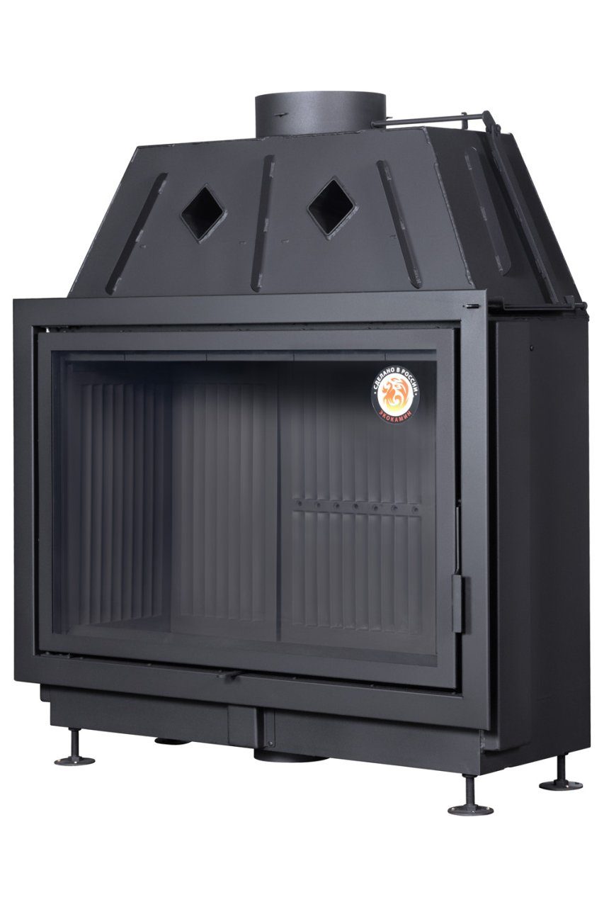 Топка каминная Альфа 1000 В  с черным шамотом патрубок ф250, ЭкоКамин