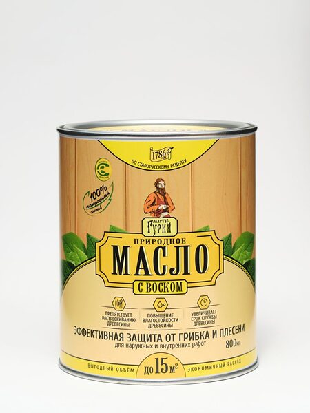 Масло природное с воском по дереву Мастер Гурий 0,8л.