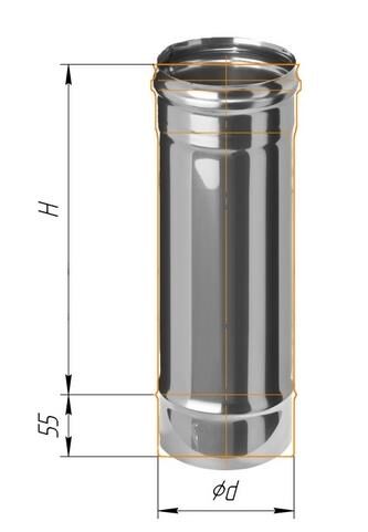 Дымоход Феррум нержавеющий (430/0,5 мм) ф115 L=0,25м