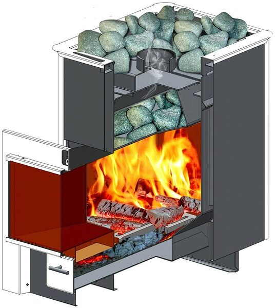 Печь для бани Термофор ДоброПар Carbon 14 закр.каменка чуг дверца со стеклом антрацит