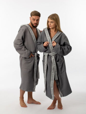 Халат Woodson вафельный с капюшоном р.50 gray