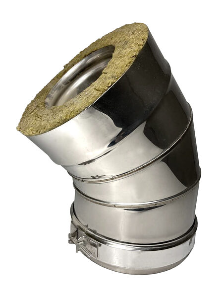 Колено Craft утепленное угол 135° нержавеющее (316/0,8/304/0,5мм) ф120/220 по воде, Cerablanket