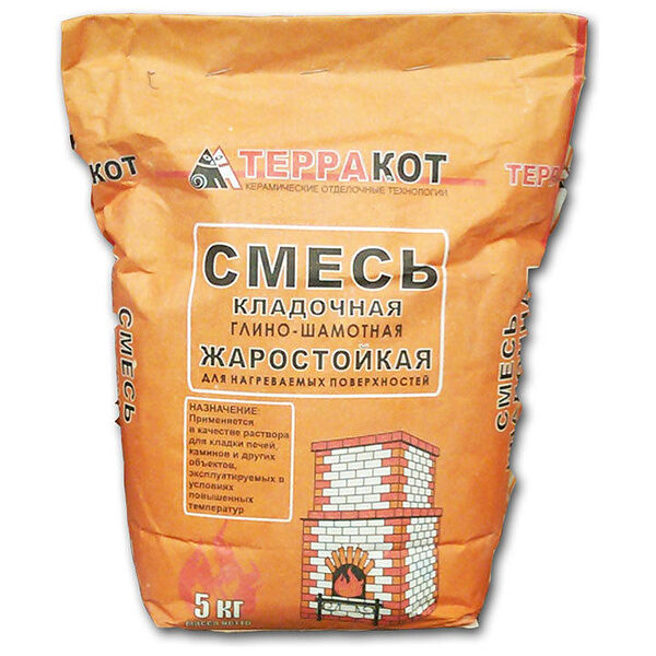 Смесь штукатурная "Терракот" глино-шамотная жаростойкая высокопрочная (5 кг)