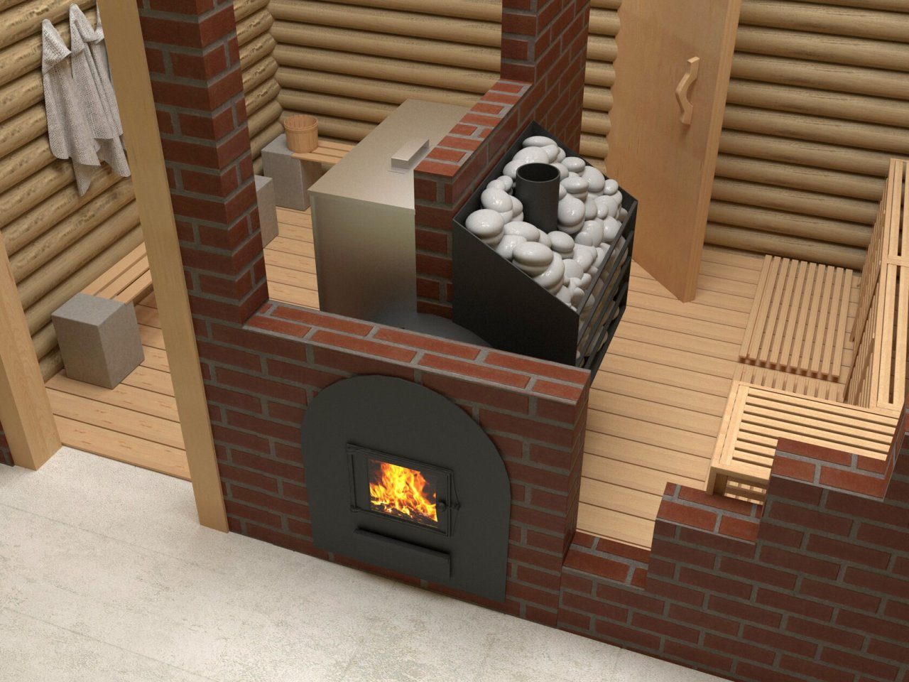 Печь для бани Сабантуй 3D 16 бак справа